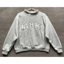 PARKE Varsity Fleece Mockneck Sweatshirt Classic L / XL Grey Oversized NWOT