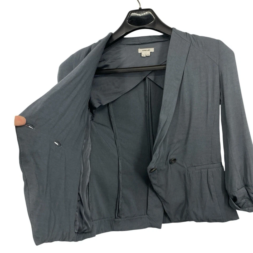 Blazer de crepé Helmut Lang gris manga enrollable talla 0 ropa de trabajo minimalista Foto 3 de 4