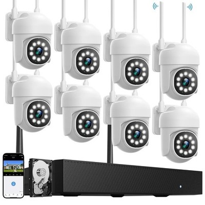 CAMCAMP Überwachungskamera Set System Außen &8x WLAN PTZ Kameras Mit 16CH 4K NVR