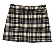 Abercrombie Fitch Y2K Plaid Mini Skirt Wool Blend Black Brown Cream Womens 6