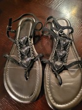 Elegant Black Sandals With Crystal Accents