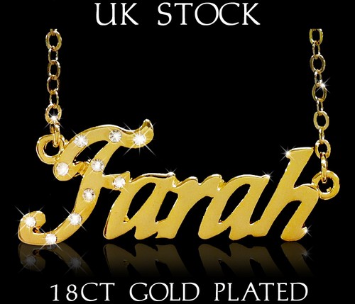 Arabic Name Necklace FARAH 18ct Gold 