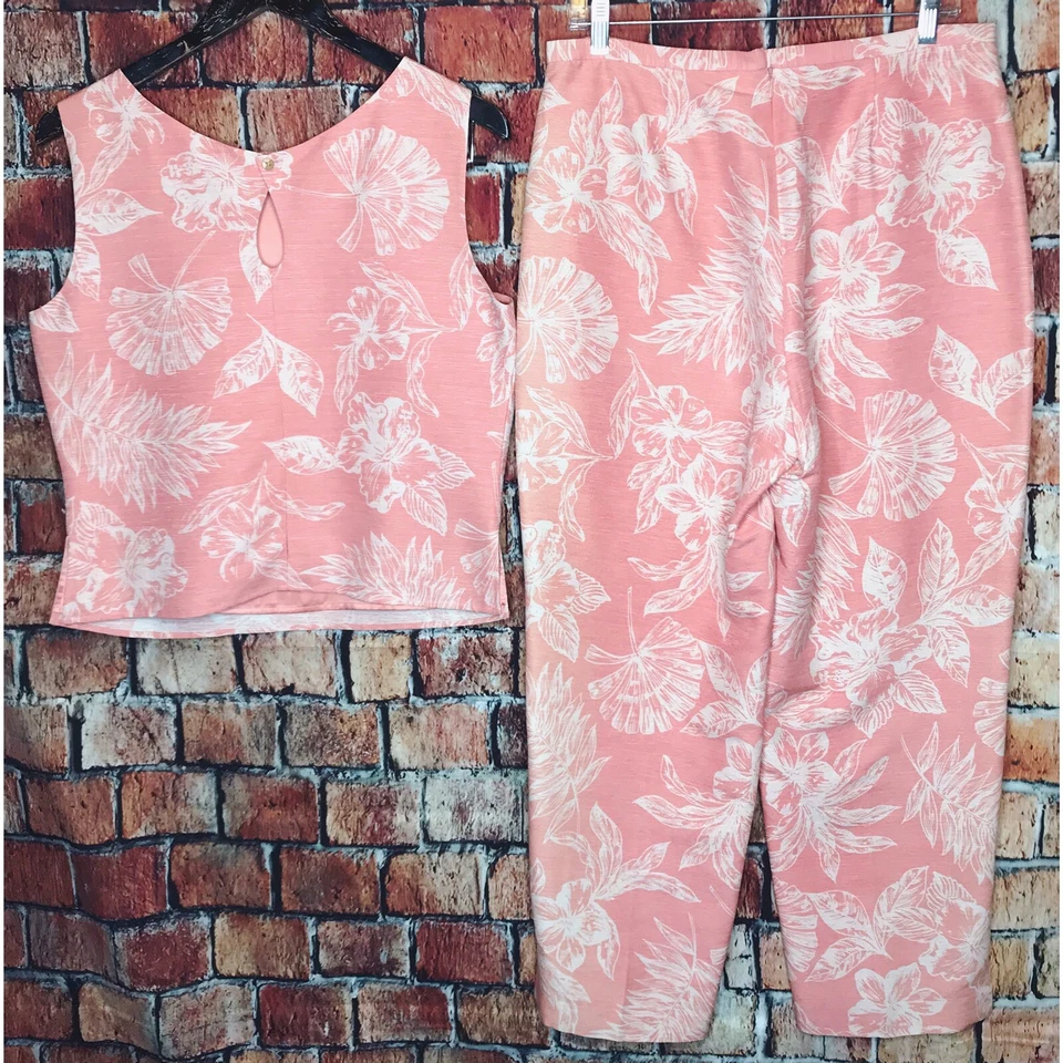 Tommy Bahama Traje Pantalón Hawaiano Estampado Floral 2 Piezas Seda Sin Mangas Talla 10 Foto 2 de 4