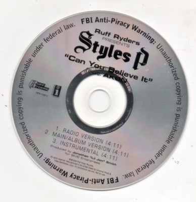 Styles P Feat. Akon Can You Believe it Limited Edition Promo CD Ruff Ryders 