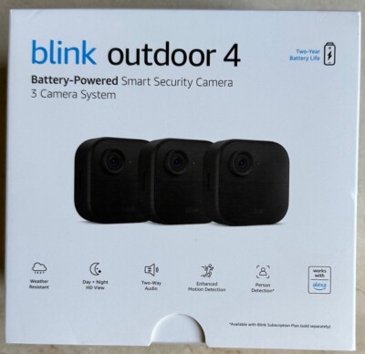 New Blink Outdoor 4  Wire-Free Smart Security 3 Camera System Kit 4th Gen