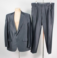 Mens VTG 70s 2 PC Dark Blue Western Leisure Suit Sz L/XL 1970s Polyester Disco