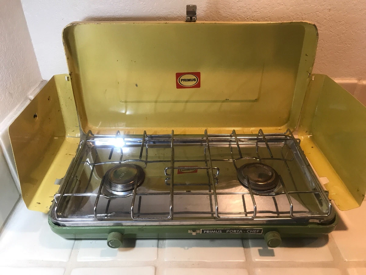 PRIMUS PORTA-CHEF GREEN Yellow 2 BURNER PROPANE Camp Stove NO HOSE hiking  Woods | eBay
