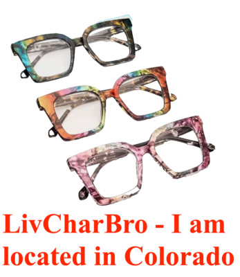 3 Pack Stylish Square Frame Oprah Style Reading Glasses Women Blue Light  2.0