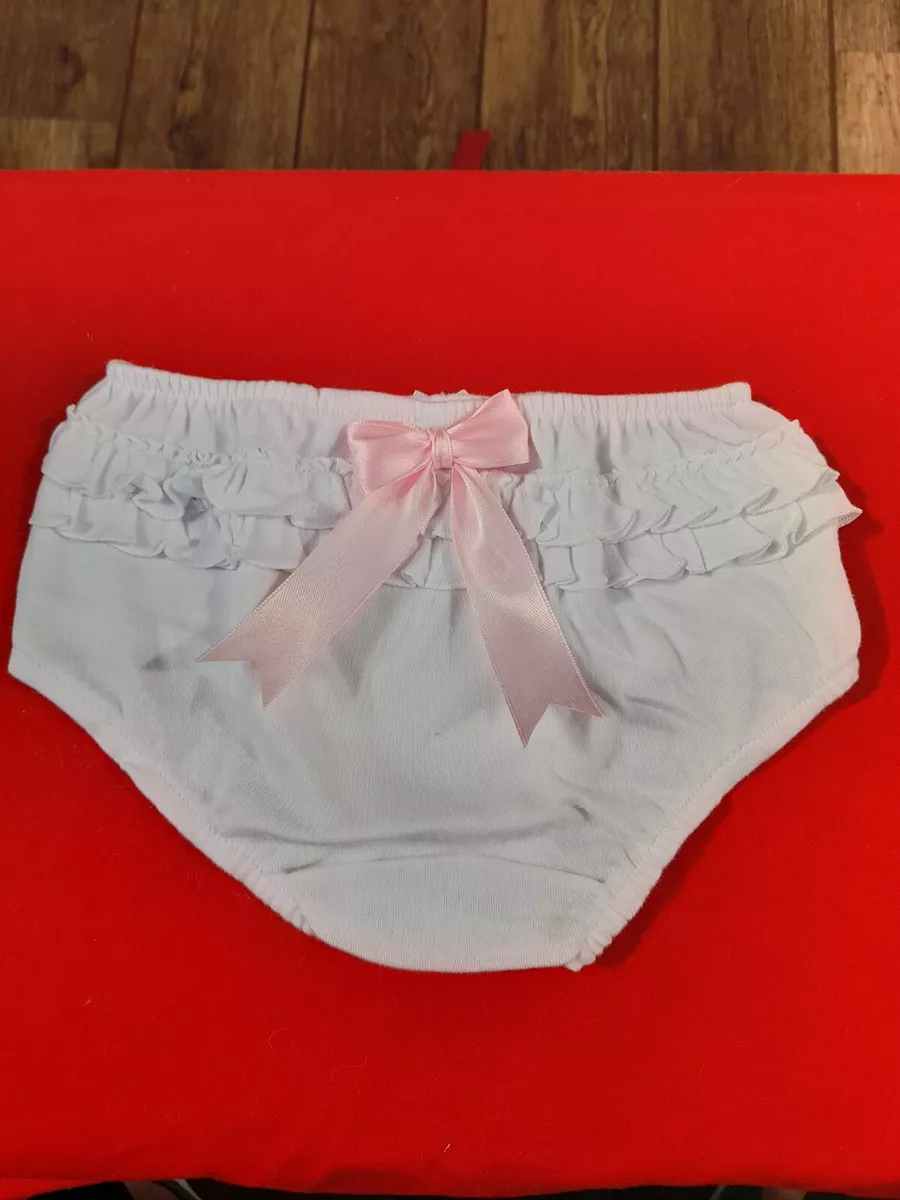 Baby girls pink frilly pants/knickers with pink bow size 6-9 mths brand new