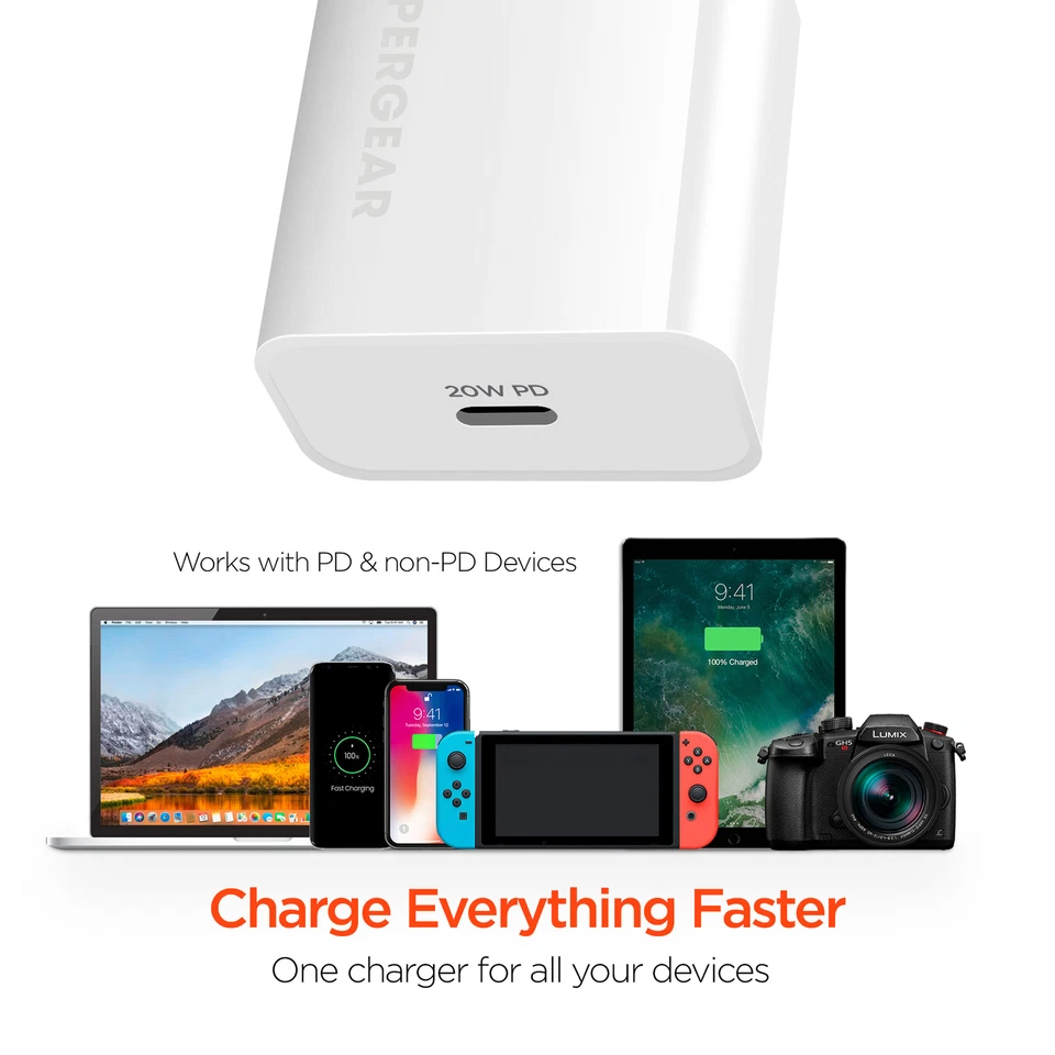 Cargador de Pared HyperGear 20W USB-C PD Blanco, Compatible con Smartphone Carga Rápida Foto 3 de 4