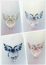 360 Rotating Crystal Cell Phone Ring Stand Holder iPhone Galaxy Android- Angel's