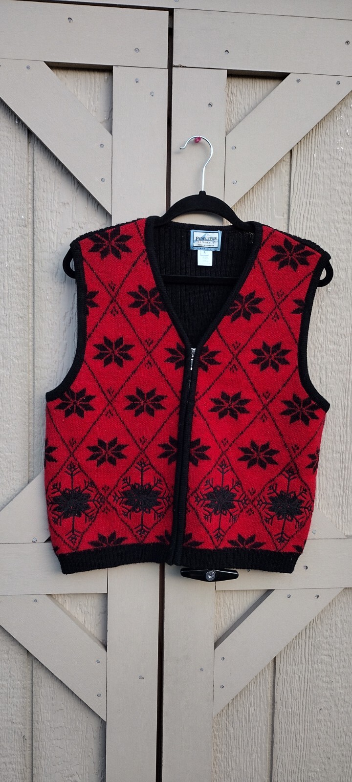 Pendleton Womens Large Wool Snowflake Knit Zip Ca… - image 1