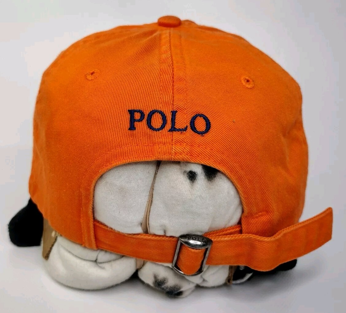 Cappello Polo Ralph Lauren StrapBack arancione berretto blu navy logo Pony Ryder