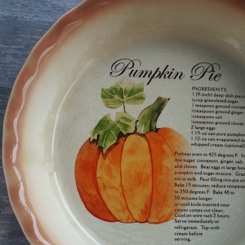 Pumpkin Pie Plate Deep Dish Ruffled-Edge w/ Recipe Oven/Dishwasher/Microwave Saf - Bild 3 von 12
