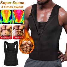 Men Compression Shirt Waist Trainer Body Shaper Slimming Tank Top Workout Girdle
