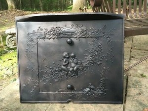 Antique Cast Iron Victorian Fireplace Cover Cherub Motif Rare Ebay