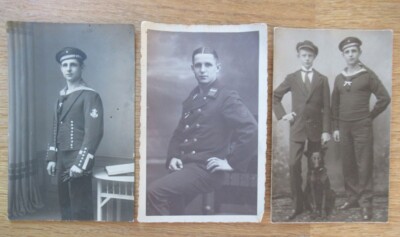 3 alte Marine Portrait Fotos SMS Prinzregent Luitpold mit Ärmelabzeichen