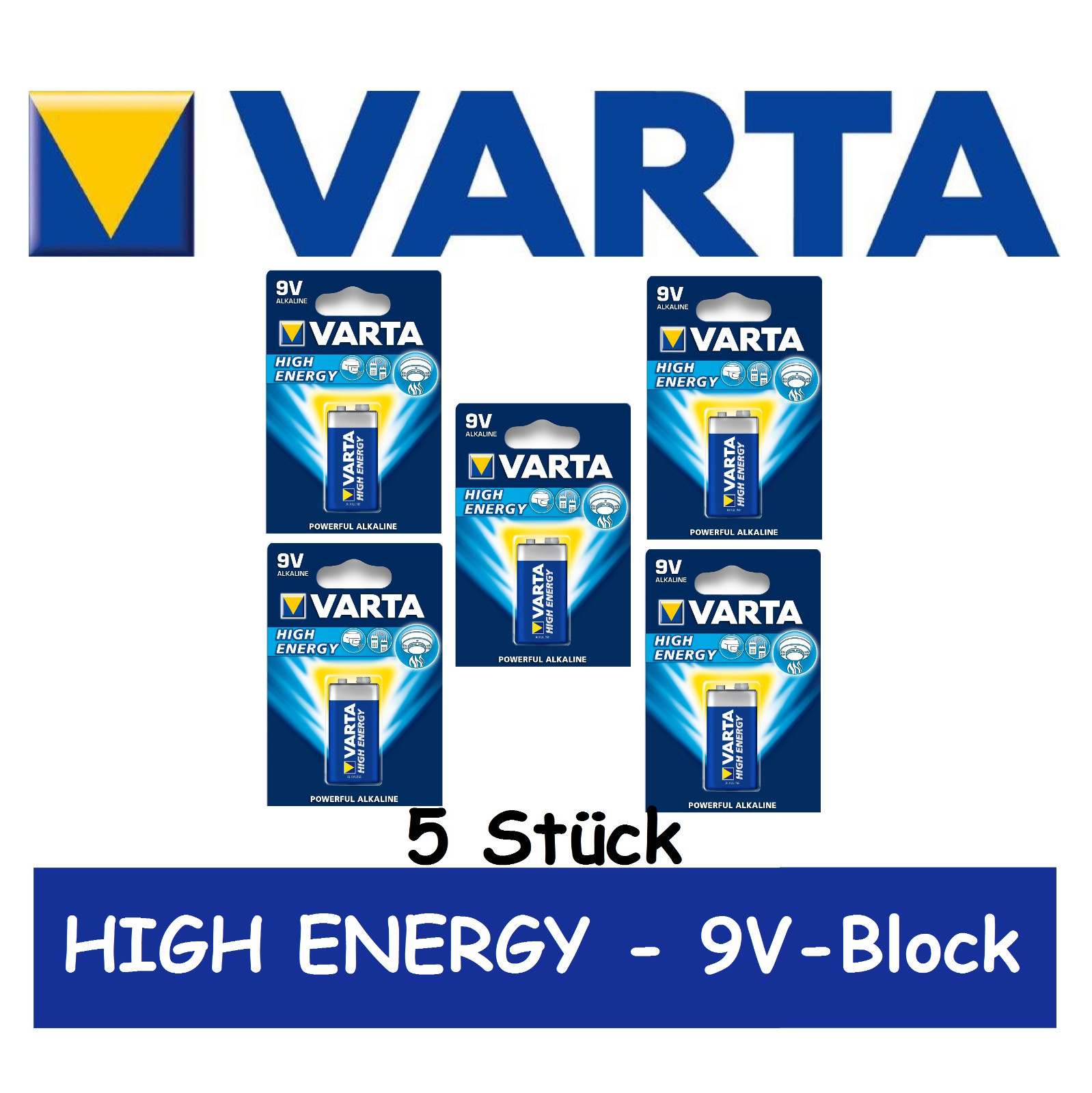 Varta High Energy Batterie E Block 9V Block 1Er 9V-Block Rauchmelder Usw