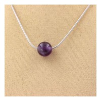 Mineralien Und Edelsteine. Halskette 1 Perle Granat 8 Mm Kette Aus Edelstahl