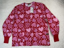 UA Scrubs Top Women's Med Long Sleeve Valentine's Holiday Red Candy Hearts NEW