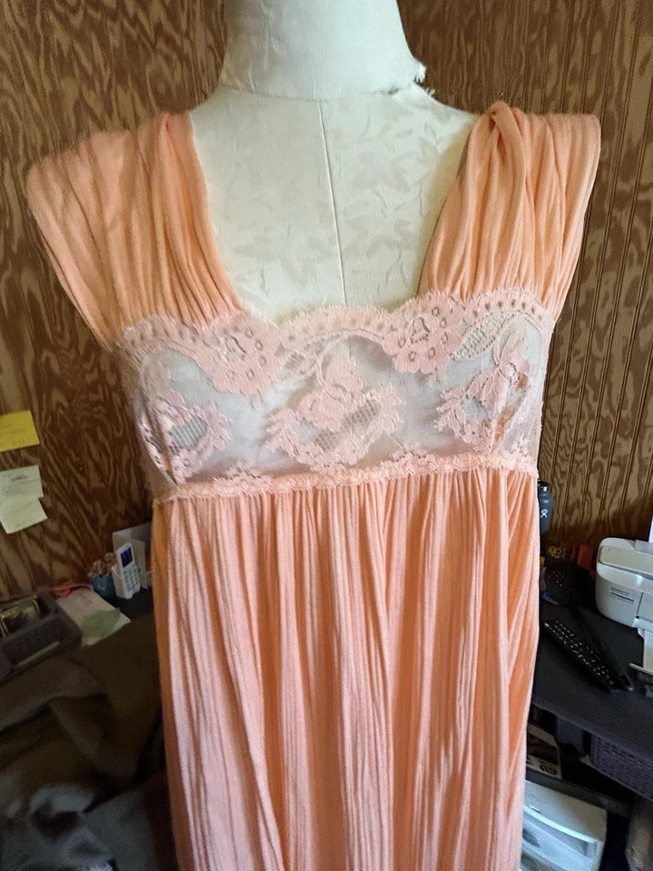 Maxi camisón de tela arrugada vintage Annique de Rosa Puleo Szule melocotón talla S Foto 4 de 4