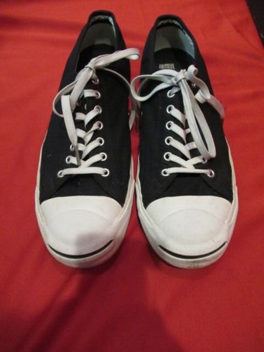 ~~VINTAGE 90's Dead Stock Black Canvas JACK PURCELL Converse Tennis Shoes Sz 13~ - Picture 1 of 8