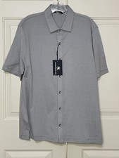 NWT Hart Schaffner Marx size L grey button up short sleeve shirt men's 98