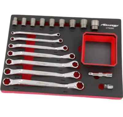 19 Stck. Metrisch Offset Schraubenschlüssel Schraubenausdreher Steckschlüsselsatz 6 mm-32 mm Nelsen6080