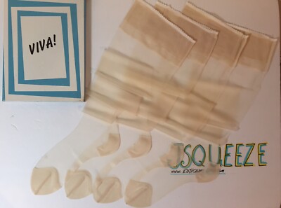 6 Pairs VIVA SHEER & SEXY VINTAGE WHITE STOCKINGS 10 X 32  REINFORCED HEELS TOES