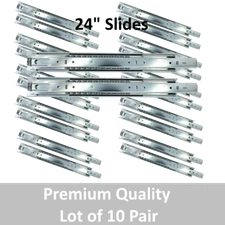 24" Drawer Slides - Steel 500lb Heavy-Duty - Premium Quality {SOLD AS 10 PAIRS}
