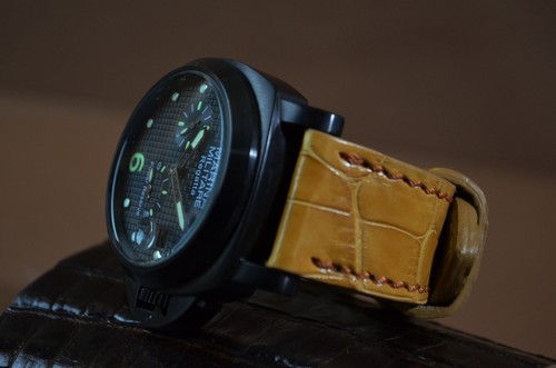 PULSERA RELOJ CAMEL MARRÓN I AUTÉNTICO COCODRILO ESCALA CUADRADA PARA PANERAI ETC MA CORREA - Imagen 4 de 12