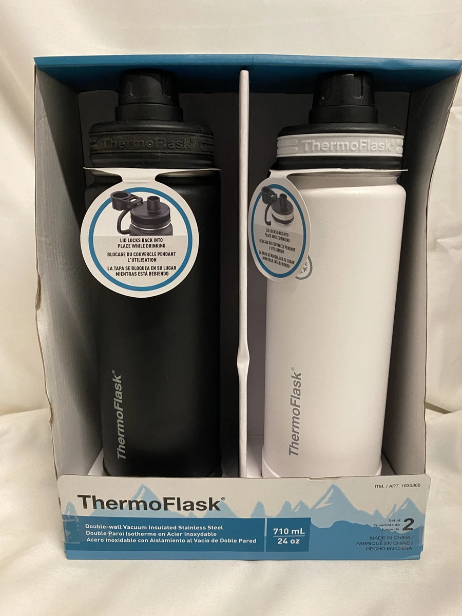 ThermoFlask 24 oz Stainless Steel Insulated Water Bottle, 2-pack