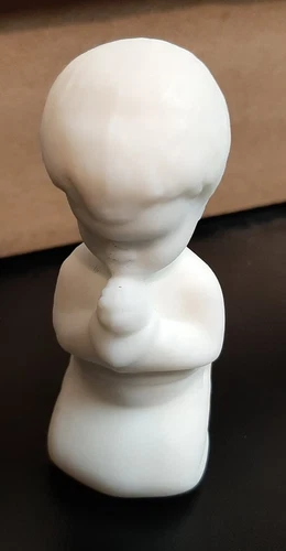 Vintage White Fenton Praying Boy Art Glass Figure