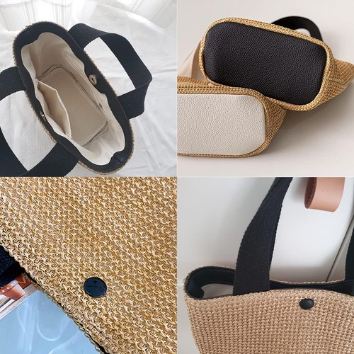 1 Piece Summer Beach Rattan Bag Handwoven Shoulder Bags with Wide Shoulder... - Picture 3 of 7
