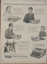 1952 vintage Royal typewriter Print Ad. portable typewriter. Post World War II. thumbnail