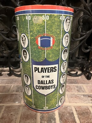 Vintage 1971 NFL Players of the Dallas Cowboys Metal Trash Can