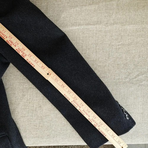 Vintage 90s Stafford Mens 100% Wool Overcoat Size 50L Charcoal Single-Breasted image 10