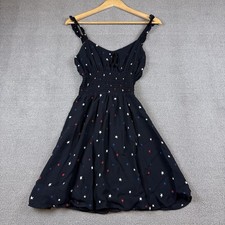 Reformation Elyse Star Print Smocked Mini Dress Black Size 2 Fit & Flair