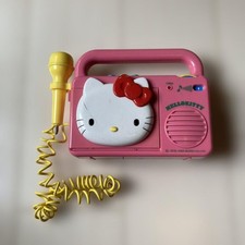 Vintage Junk Sanrio Hello Kitty Cassette Player Pink Microphone Radio Shape Used