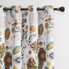 XiDi White Vintage Floral Blackout Curtains 84 Inches Long 2 Panels for Livin...