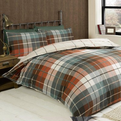 Lomond kariert 100% Gebürstete Baumwolle BettbezugSet, Terracotta, King