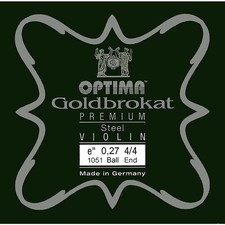 Optima Goldbrokat Steel Violin E String 4/4 Size, Med Steel, 27 guage ball end