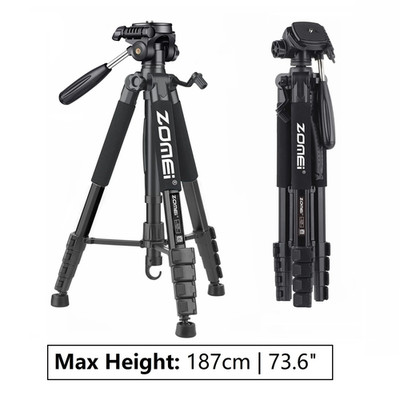 187Cm/73.6In Tall  Aluminum Alloy Portable Tripod for Camera DSLR Canon Nikon, 3