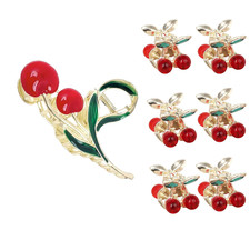 Cherry Hair Clip Set Metal Red Rhinestone Mini Small Claw Clips for Thin Hair Cu