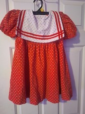 Vintage Handmade Dress With Heart Polka Dots,No Size Tag, Girl 3-4 years