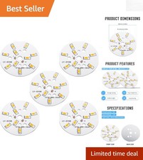 5Pcs 5W 48mm LED Chip Bulbs with 3000K Warm White Light - Super Bright 120lm/W