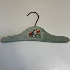 Vintage Child's Wooden Hanger - hand painted Teal Light Blue Puppy Dog 10 1/2