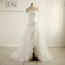 Rüschen Brautkleid Hochzeitskleid 32-60 Übergröße n.Maß vorne kurz hinten lang