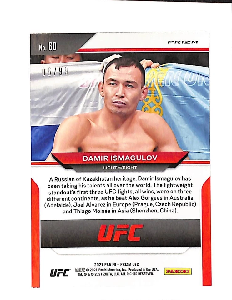 2021 PANINI PRIZM UFC 60 DAMIR ISAMGULOV ROOKIE ORANGE PRIZM 06/99 - Image 2 of 2