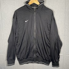 VINTAGE Nike White Tag Mesh Track Jacket Mens L Black Lined Track Swoosh 90s
